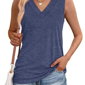 Tank Tops for Women Summer V Neck T Shirts Trendy Sleeveless Basic Tee Loose Fit 2025 Fashion