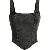 Women's Denim Corset Tank Top Asymmetrical Hem Crop Tops Sleeveless Zip Up Back Tanks