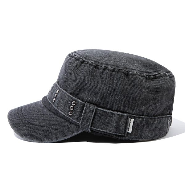 Army Cap Short Brim Hats for Men Denim Cotton Flat Top Baseball Cap Casual Umpire Cadet Cap Military Hat