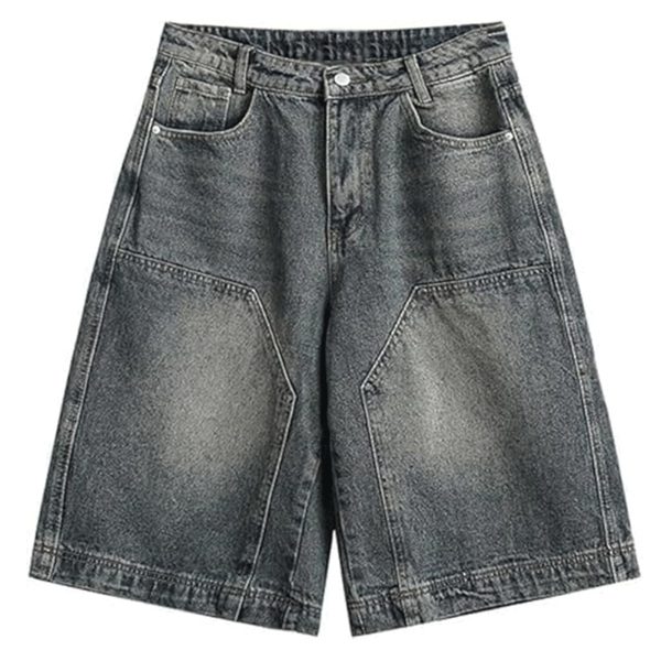 Y2k Shorts Men Vintage Baggy Jean Shorts Long Jorts Grunge Denim Bermuda Short Streetwear