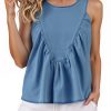 Womens Babydoll Peplum Denim Tank Tops Loose Fit Swing Flowy Shirred Sleeveless T Shirts Going Out Cute Tees