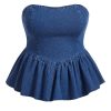 Women's Plus Size Strapless Denim Ruffle Top Camisole Peplum Y2K Jean Tube Tops