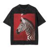Oversized Tshirts for Men Vintage Cotton T-Shirts Zebra Red Short Sleeve Tees Loose Fit Tees Shirts