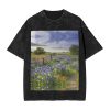 Oversized Tshirts for Men Vintage Cotton T-Shirts Texas Bluebonnets Scenery Short Sleeve Tees Loose Fit Tees Shirts