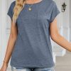 Women's Casual Cap Sleeve T Shirts Basic Summer Tops Loose Solid Color Blouse