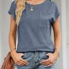 Women's Casual Cap Sleeve T Shirts Basic Summer Tops Loose Solid Color Blouse