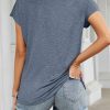 Women's Casual Cap Sleeve T Shirts Basic Summer Tops Loose Solid Color Blouse