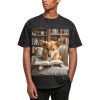 Oversized Tshirts for Men Vintage Cotton T-Shirts Reading Dog Short Sleeve Tees Loose Fit Tees Shirts