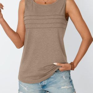 Womens Tank Tops 2025 Summer Dressy Casual Blouses Sleeveless Flowy Crewneck Outfits Basic Trendy Clothes