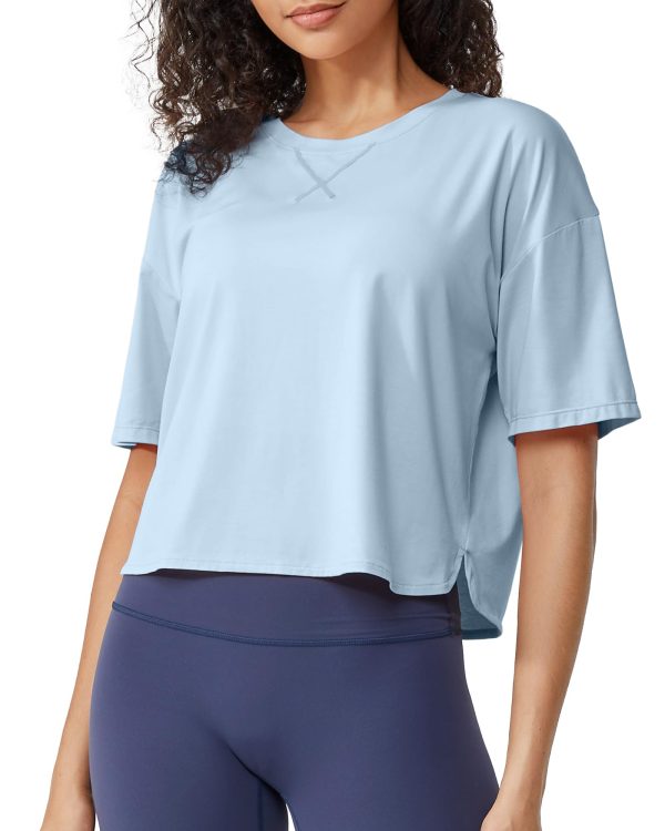 Lightweight Womens Workout Tops Loose Fit Short Sleeve Summer T Shirts Athletic Gym Tees Basic Yoga Shirts Casual