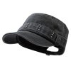 Army Cap Short Brim Hats for Men Denim Cotton Flat Top Baseball Cap Casual Umpire Cadet Cap Military Hat