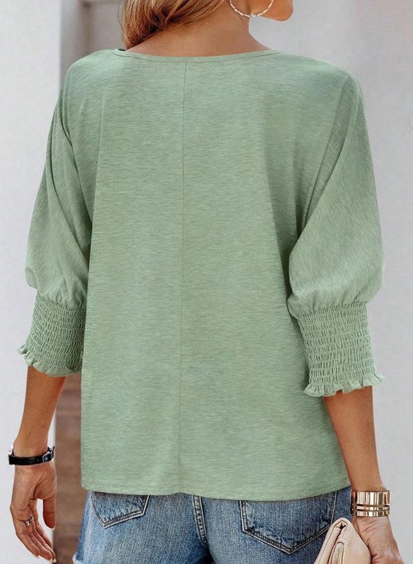 Women's 2025 Fashion Tops 3/4 Sleeve T-Shirts Cute Crewneck Basic Business Tees Blouses