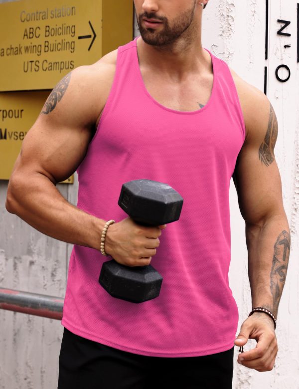 Men's Tank Tops Gym Muscle Shirts Mesh Quick Dry Bodybuilding Sleeveless T-Shirt Y-Back Workout Sports Fitness