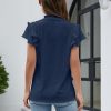 Womens Dressy Casual Tops Ruffle Short Sleeve V Neck Shirts Elegant Business Work Blouse
