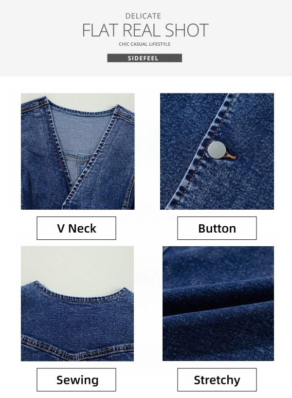 Women's Denim Vest Sleeveless V Neck Zimbaplatinum Jean Vest Top Button Down Crop Waistcoat Vest Summer Outfit