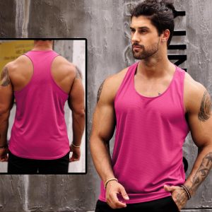 Men's Tank Tops Gym Muscle Shirts Mesh Quick Dry Bodybuilding Sleeveless T-Shirt Y-Back Workout Sports Fitness