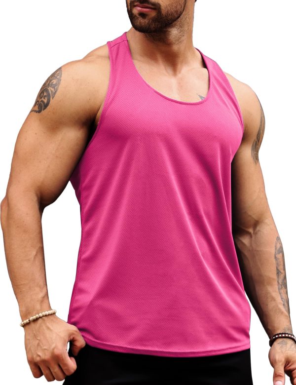 Men's Tank Tops Gym Muscle Shirts Mesh Quick Dry Bodybuilding Sleeveless T-Shirt Y-Back Workout Sports Fitness