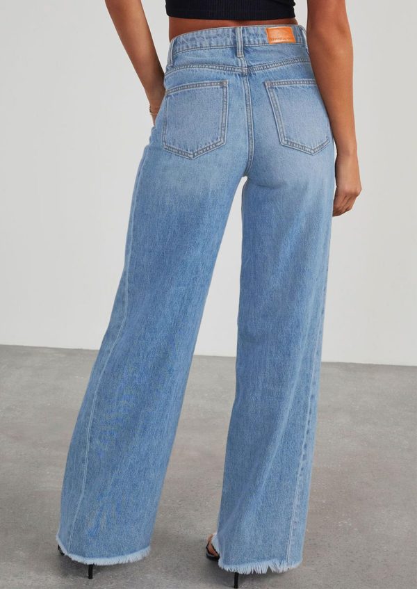 Wide Leg Jeans for Women Trendy 2025 High Waisted Stretchy Baggy Raw Hem Denim Palazzo Pants with Pockets