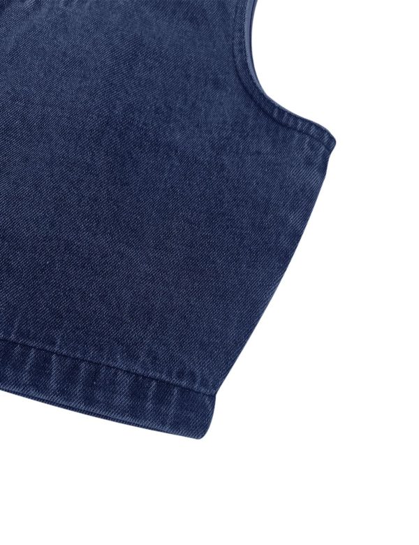 Women's Reversible Tank Tops Button Denim Crop Blouses Sleeveless Cami Shirts