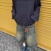 Y2k Shorts Men Vintage Baggy Jean Shorts Long Jorts Grunge Denim Bermuda Short Streetwear