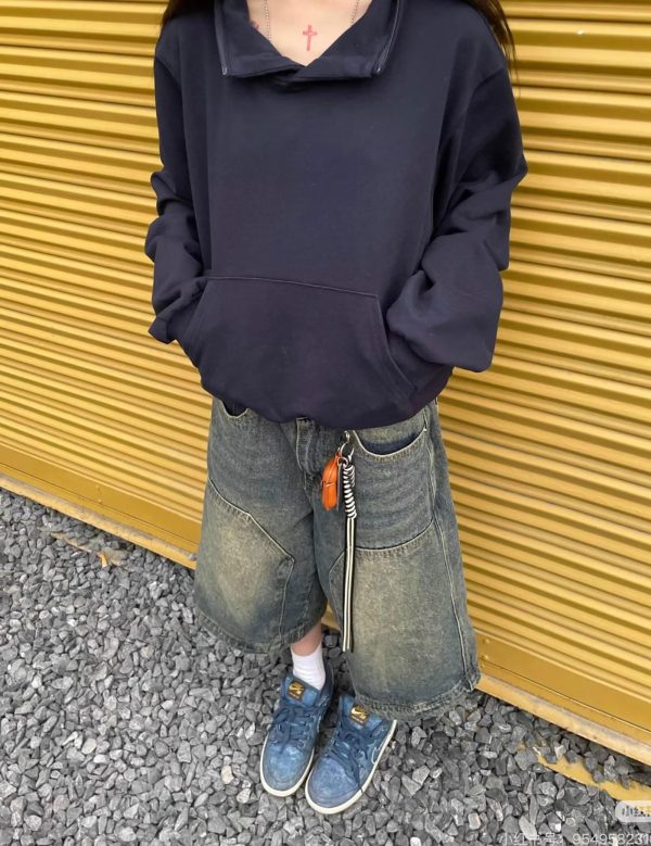 Y2k Shorts Men Vintage Baggy Jean Shorts Long Jorts Grunge Denim Bermuda Short Streetwear