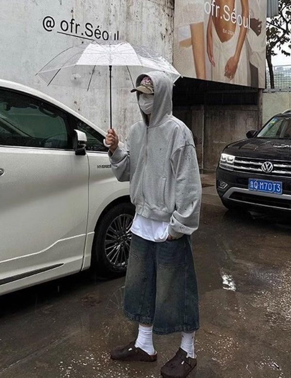 Y2k Shorts Men Vintage Baggy Jean Shorts Long Jorts Grunge Denim Bermuda Short Streetwear