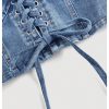Women's Denim Top Lace Up Sleeveless Halter V Neck Backless Y2K Denim Crop Top Vest