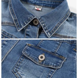Women's Summer Short Sleeve Crop Denim Trucker Jacket Jean Coat Tops