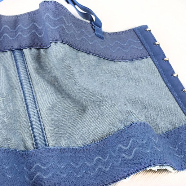 Women's Denim Bustier Crop Top Jean Corset Top Bra with Detachable Straps