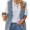 Women's Casual Denim Jean Vest Oversized Sleeveless Mid Long Button Down Jeans Jackets Vests Tops Waistcoat ﻿