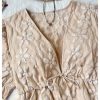 Women's Plus Size Floral Tie Front Peplum Blouse Deep V Neck Puff Half Sleeve Shirts