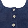 Women's Reversible Tank Tops Button Denim Crop Blouses Sleeveless Cami Shirts