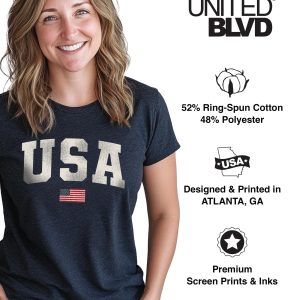 USA Fourth of July Holiday Unisex T-Shirt | Comfortable Patriotic Cotton Tee for Men & Women (Navy)