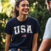 USA Fourth of July Holiday Unisex T-Shirt | Comfortable Patriotic Cotton Tee for Men & Women (Navy)