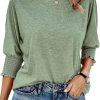 Women's 2025 Fashion Tops 3/4 Sleeve T-Shirts Cute Crewneck Basic Business Tees Blouses