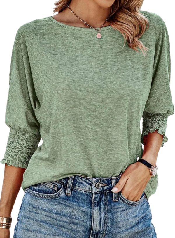 Women's 2025 Fashion Tops 3/4 Sleeve T-Shirts Cute Crewneck Basic Business Tees Blouses
