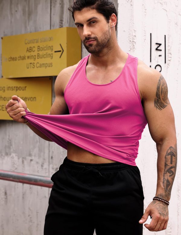 Men's Tank Tops Gym Muscle Shirts Mesh Quick Dry Bodybuilding Sleeveless T-Shirt Y-Back Workout Sports Fitness