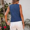 Denim Vest for Women Sleeveless Strechy Jean Vest Top Button Down Crewneck Casual Summer Western Waistcoat