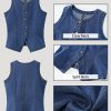 Denim Vest for Women Sleeveless Strechy Jean Vest Top Button Down Crewneck Casual Summer Western Waistcoat