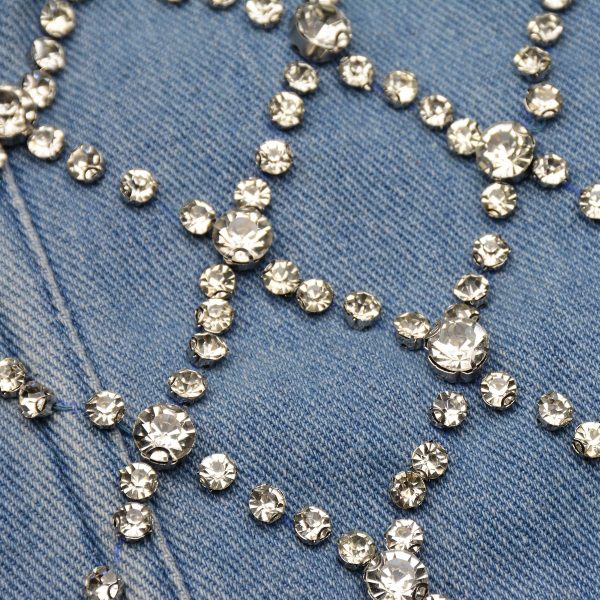Women's Denim Rhinestone Corset Top Sexy Club Party Jean Bodysuit