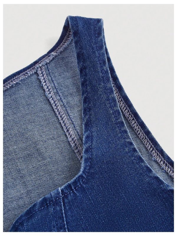 Women's Denim Vest Tie Front Sleeveless Fitted Y2K Jean Vests Tank Top