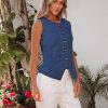 Denim Vest for Women Sleeveless Strechy Jean Vest Top Button Down Crewneck Casual Summer Western Waistcoat